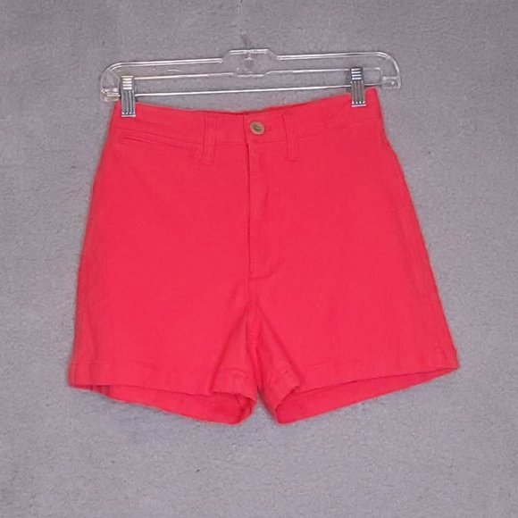 Madewell‎ Womens Chino Shorts Red Stretch Mid Rise Zip 24 New - Picture 1 of 11